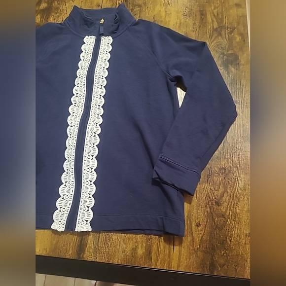 Lilly Pulitzer Girls Size XL (12-14) Blue Jacket Lace Accents - Picture 7 of 10